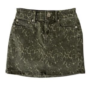 AMERICAN EAGLE OUTFITTERS Jean Mini Skirt Sz 00 Camouflage Animal Print Stretch